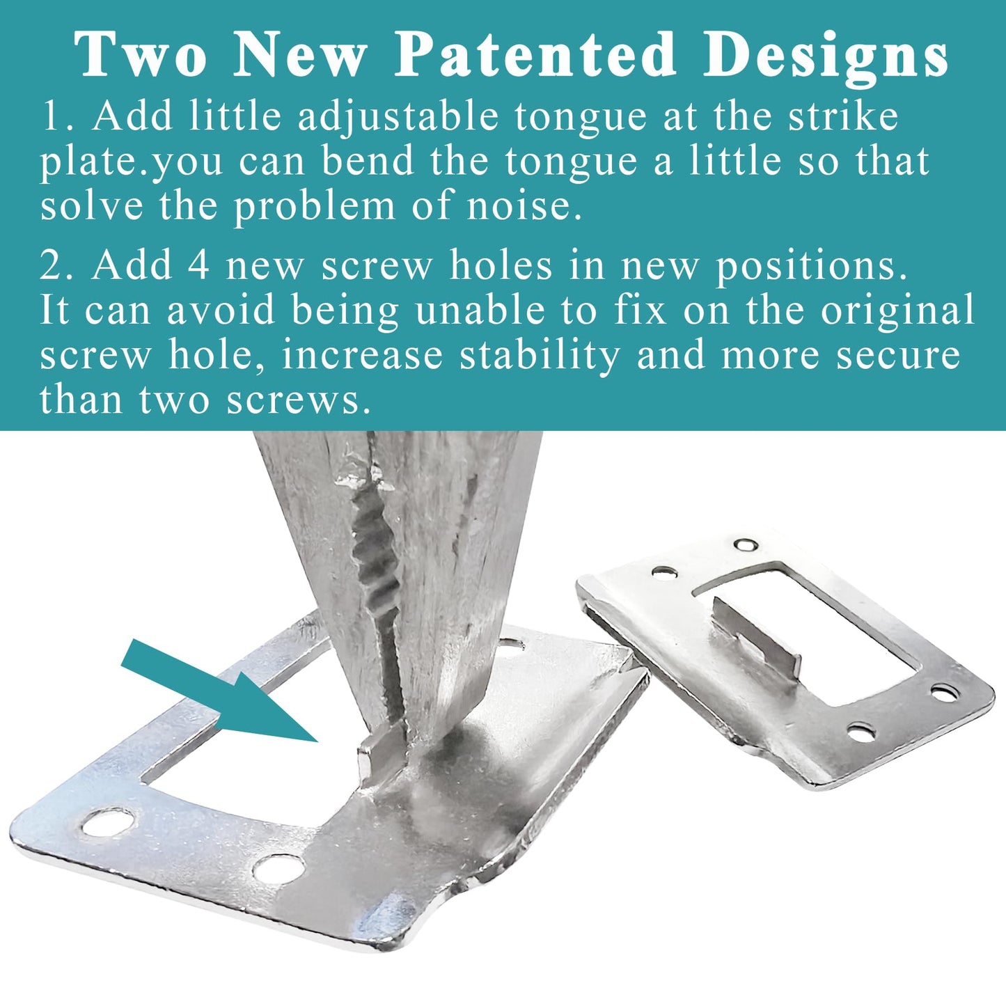 2-1/4" by 1-3/4" Door Latch Restorer Strike Plate for Doors, 2 PCS Universal Door Lock Hardware with Foul 1" Long Screws (Satin Nickel)