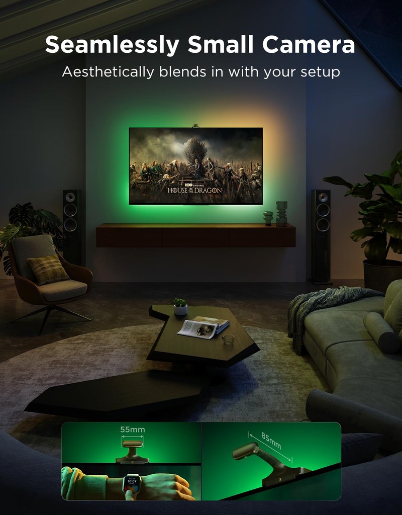 Govee TV Backlight 3 Pro with HDR Triple Camera, 11.8ft 5-in-1 RGBWWIC LED Strip Lights that Change with 55-65 Inch TVs, 75LEDs/m, Supports AI Filter, Smart App and Voice Control, DreamView Sync