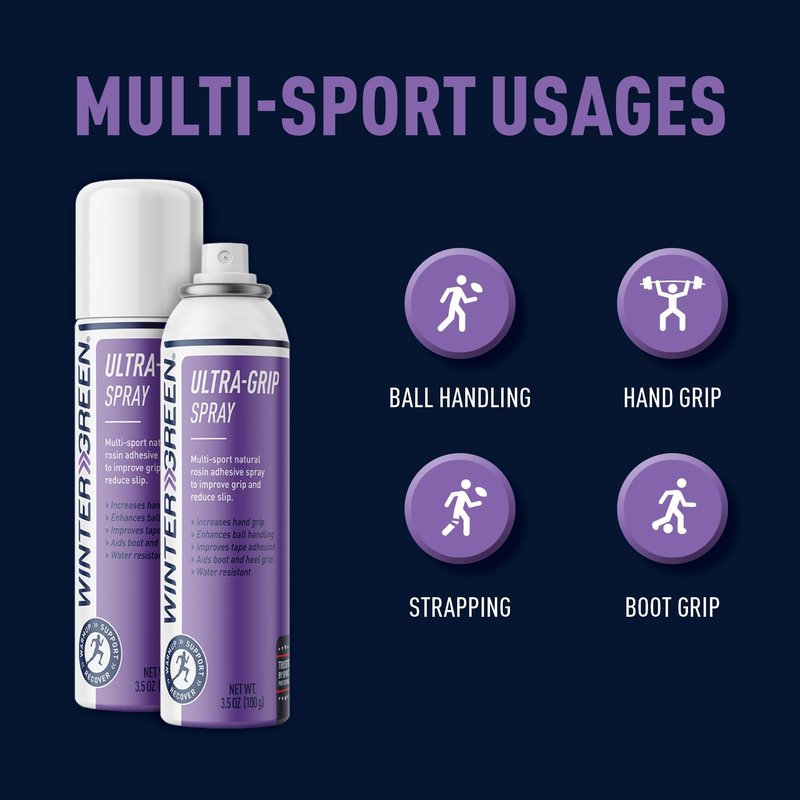 Wintergreen Ultra Grip 3.5 Fl Oz Aerosol Grip Spray - Improves Ball Handling, Football Catches, Aerial Silk, Strip Pole Grip, Racquet Grip, Tape Adhesion, Non-Slip for Sweaty Hands, Natural Rosin