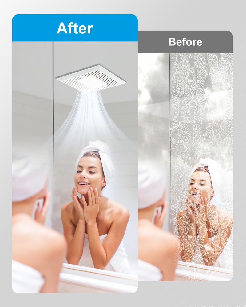 GROWNEER Bathroom Exhaust Fan with Light, 110 CFM 1.0 Sone Exhaust Fan No Attic Access Needed, Ceiling or Wall Mount, 7.68 x 9.25 inch, 35W Bathroom Fan with LED Light 3CCT Adjustable 600LM, White