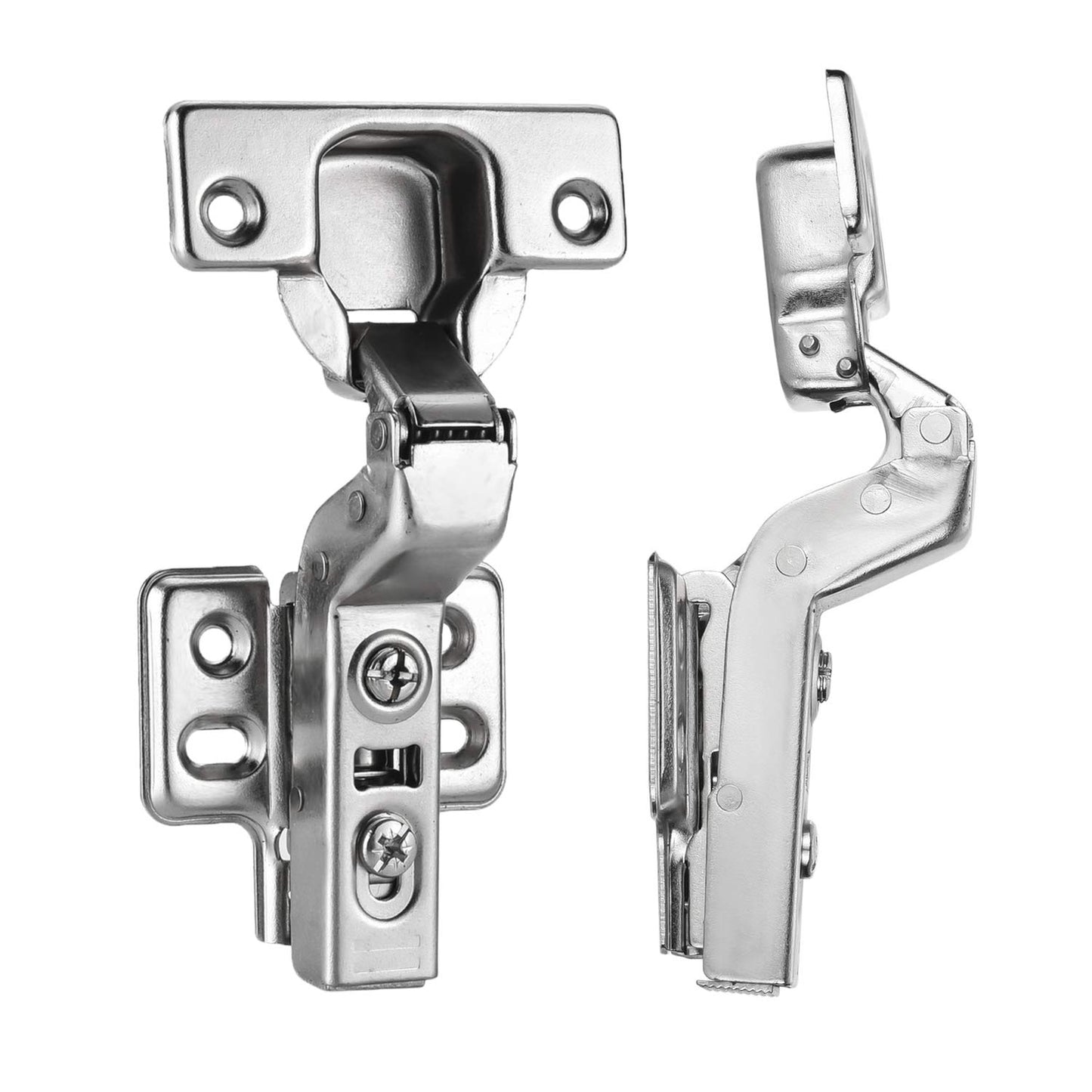 Luokim 2pcs Inset Cabinet Hinge Frameless Concealed Door Hinges European Soft Closing Four-Hole Mounting Plate Hinges Nickel Plated Finish