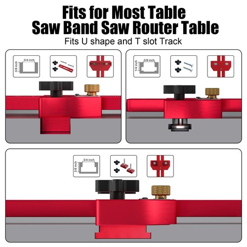Thin Rip Table Saw Jig Guide for Making Repetitive Narrow Strip Cuts,Thin Rip Jig Fit for 3/8" X 3/4" T Slot and U Shape Slot,1/4" X 3/8" T Slot, Works with Table Saw Band Saw Router Table