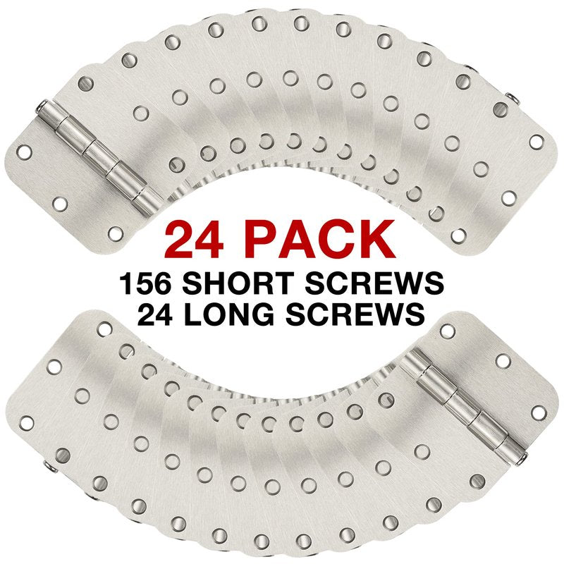 24 Pack Brushed Nickel Door Hinges 3.5 x 3 1/2 Inch Interior Rounded 5/8" Radius Corners Iron Bifold Silver Residential Satin Nickels Hinge for Doors Hardware Kit Office Bedroom Study Living Room