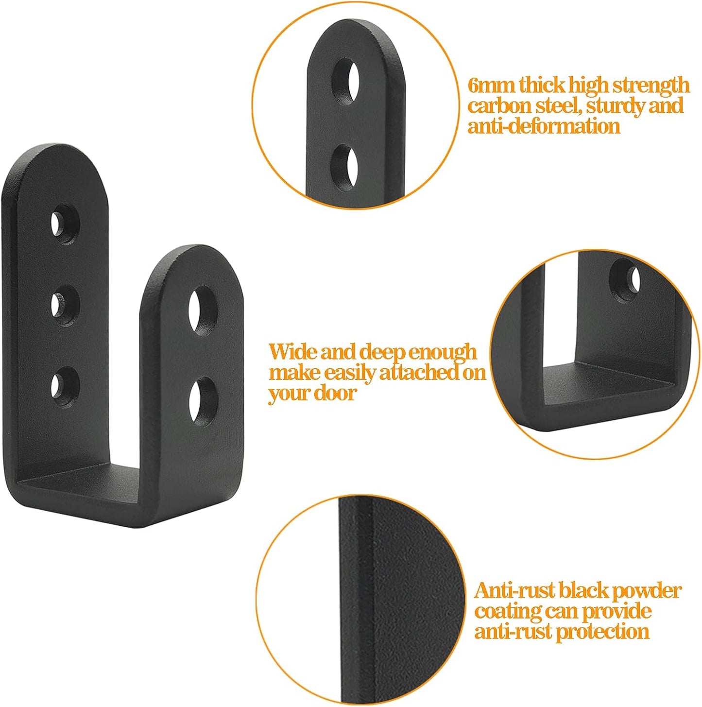 2 Pack Heavy Duty 2x4 Door Barricade Brackets Steel U Bracket Drop Open Bar Security Holder Door Lock Brackets for Home, Barn, Shed, Garage, Gate to Security Door Reinforcement Fits Holder Bar, Black