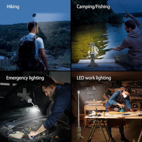 Camping Lantern, 14000mAh Rechargeable Telescopic Camping Lights Built-in Magnetic Stand with Speaker,Bluetooth, Portable Camping Tent Lantern for Emergency, IPX5 Waterproof