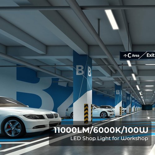 YQNLIFA 2Pack 100W Shop Light, 11000LM 6000K Daylight White Super Brighter LED Shop Light, IP66 Waterproof Garage Lighting with 1.8M/6FT Cord, Bay Light for Workshop Yard Garage Warehouses