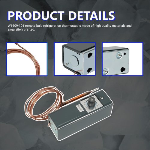 Long Term W1609-101 Refrigeratior Thermostat Temperature Controller from -30 Degrees F to 90 Degrees F (-34 Degrees C to 32 Degrees C), Capillary Length 5'