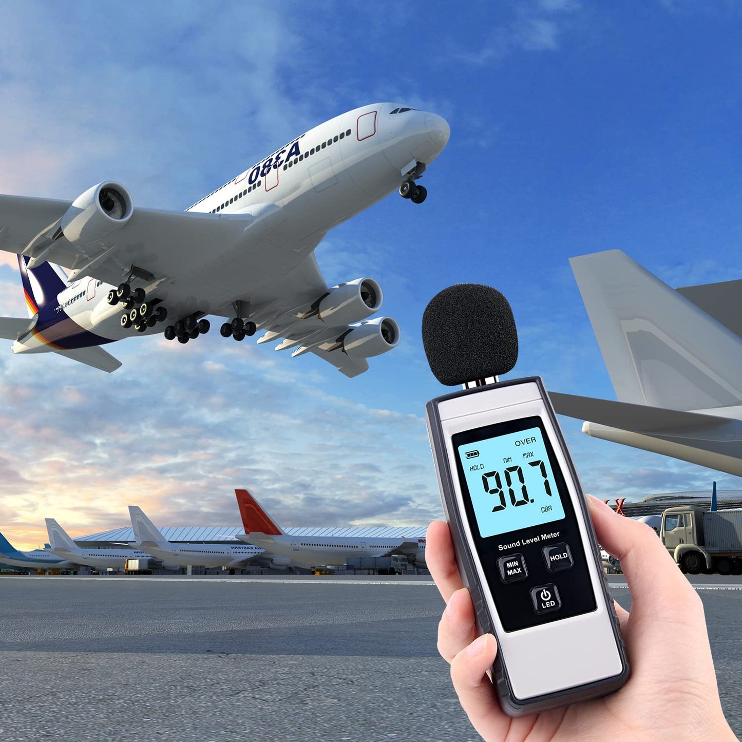 Decibel Meter, Portable SPL Meter (Sound Pressure Level Meter), Digital Noise Meter, Range 30-130dB(A) db Meter, Noise Volume Measuring Instrument, Sound Monitoring Tester (Battery Included) Yellow