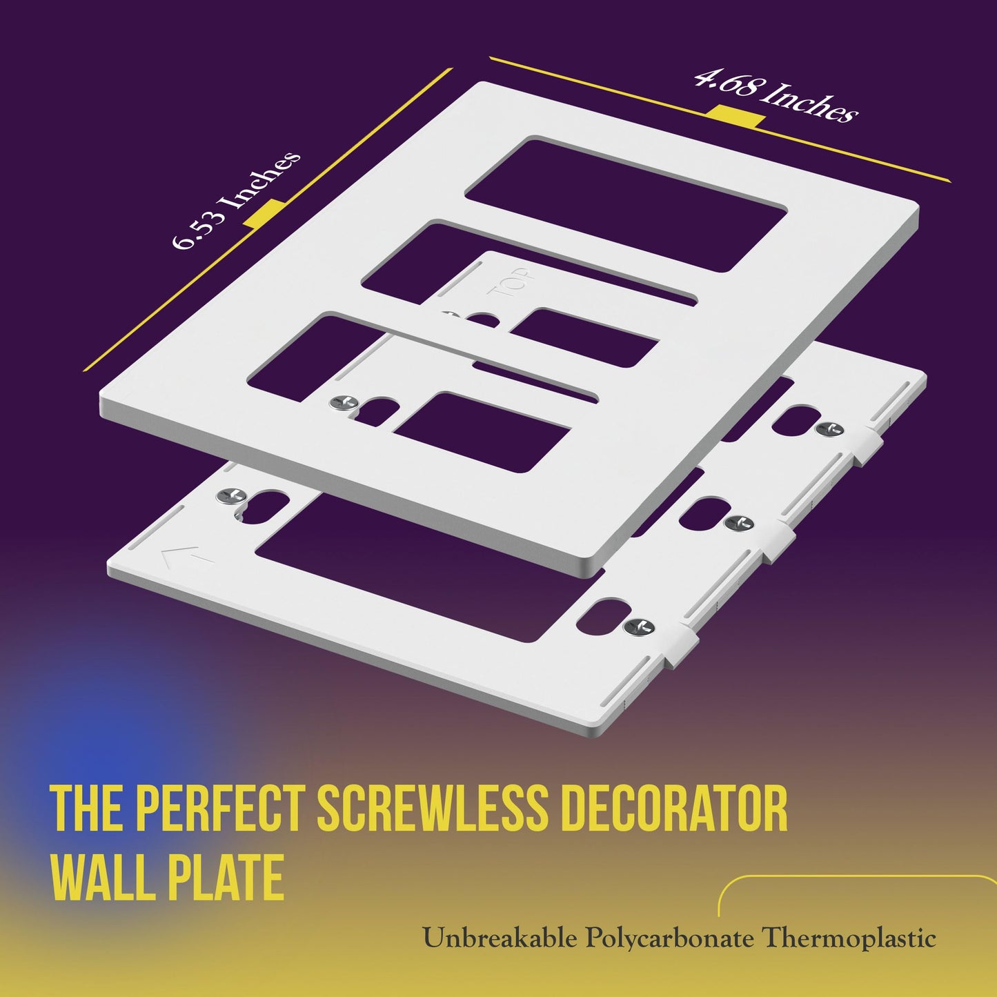 ENERLITES Screwless Decorator Wall Plate Child Safe Cover, Size 3-Gang 4.68" H x 6.53" L, Unbreakable Polycarbonate Thermoplastic, SI8833-W-5PCS, Glossy, White (5 Pack)