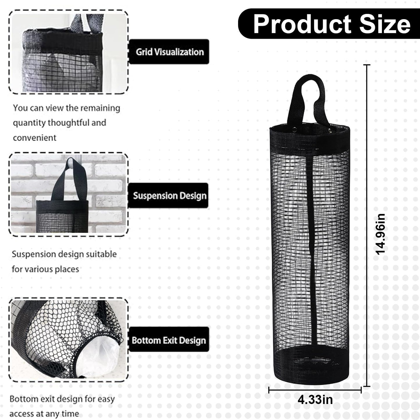 3Pack Kitchen Space Saver Bags, Storage Bags – Reusable Bags for Closet Organization(Black)