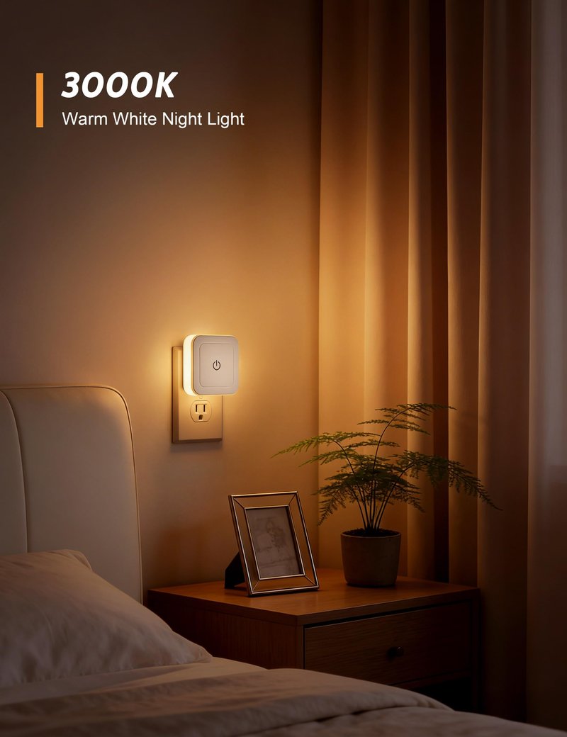 Sujeet Night Light, 4 Pack 1-50LM Stepless Dimming LED Night Light with 3CCT (3000K/4500K/6500K), Night Lights Plug into Wall for Adults, Bedroom, Bathroom, Hallway, Kitchen, Kids, No Light Sensor