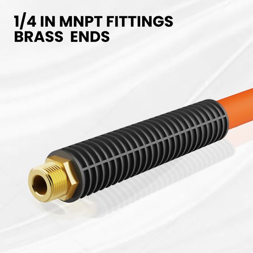 Giraffe Tools Hybrid Lead-in Air Hose, 3/8 inch x 6 ft, 1/4 in. MNPT Fittings, 300 PSI Heavy Duty, Lightweight Air Compressor Hose Short