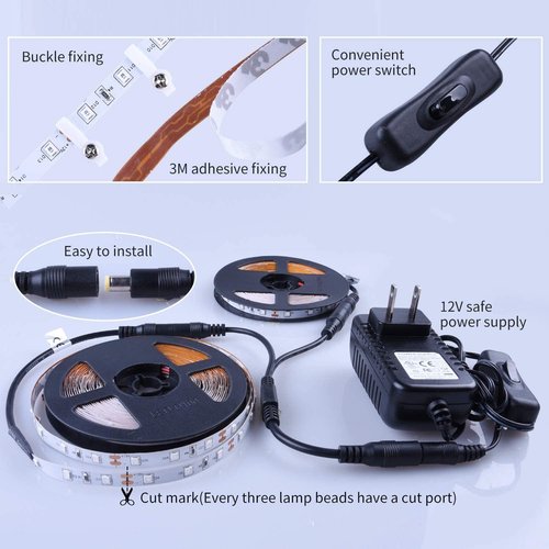 YAYIT 40 Foot Led Black Light Strip Kit, 720 Units Led, 12V Flexible Blacklight Fixtures, Non-Waterproof