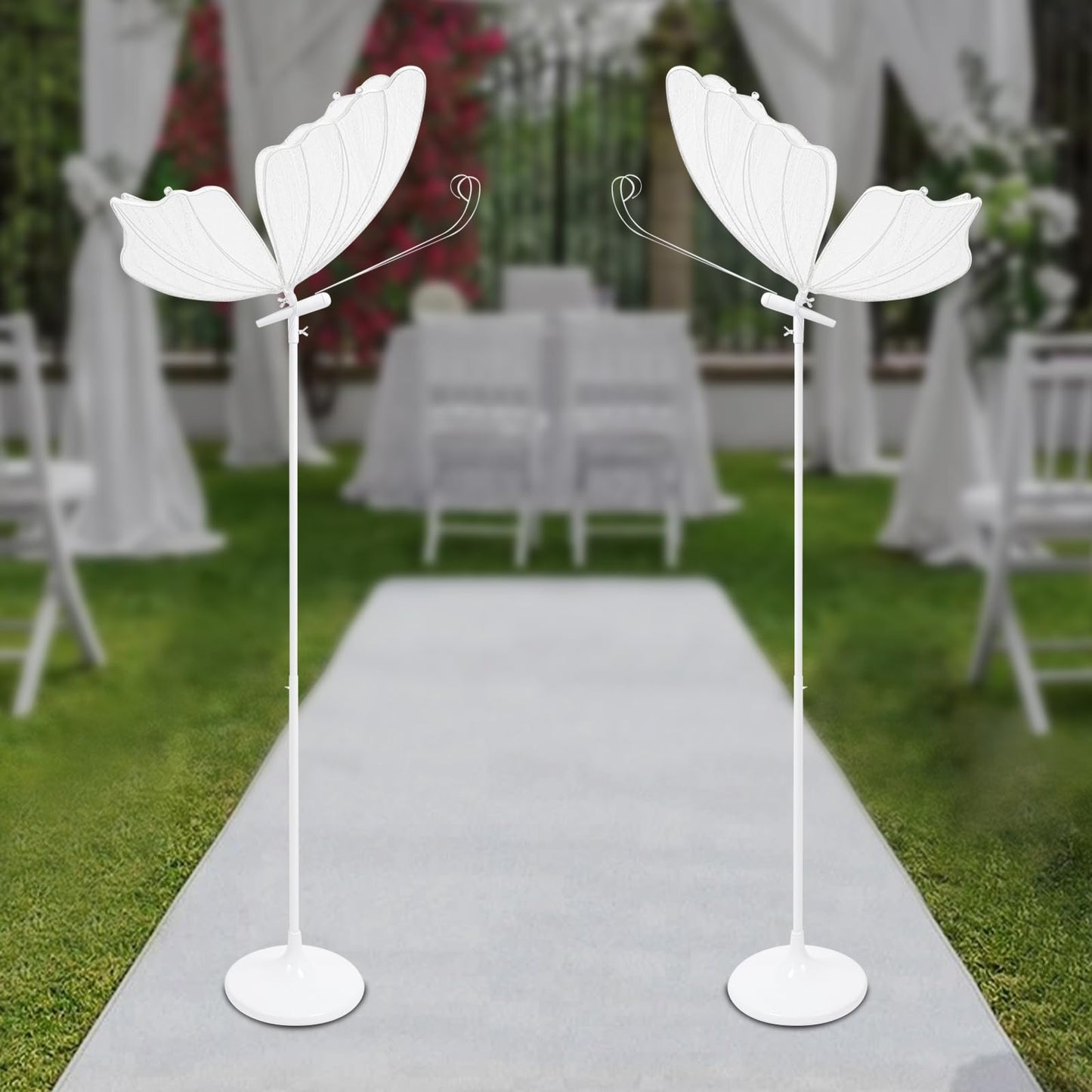 banborba Wedding Butterfly Floor Lamp, Creative Butterfly Ceiling Light, Adjustable Height LED Butterflies Lights, Romantic Hanging Decoration Props for Wedding Party Events - 2Pcs/Warm Light