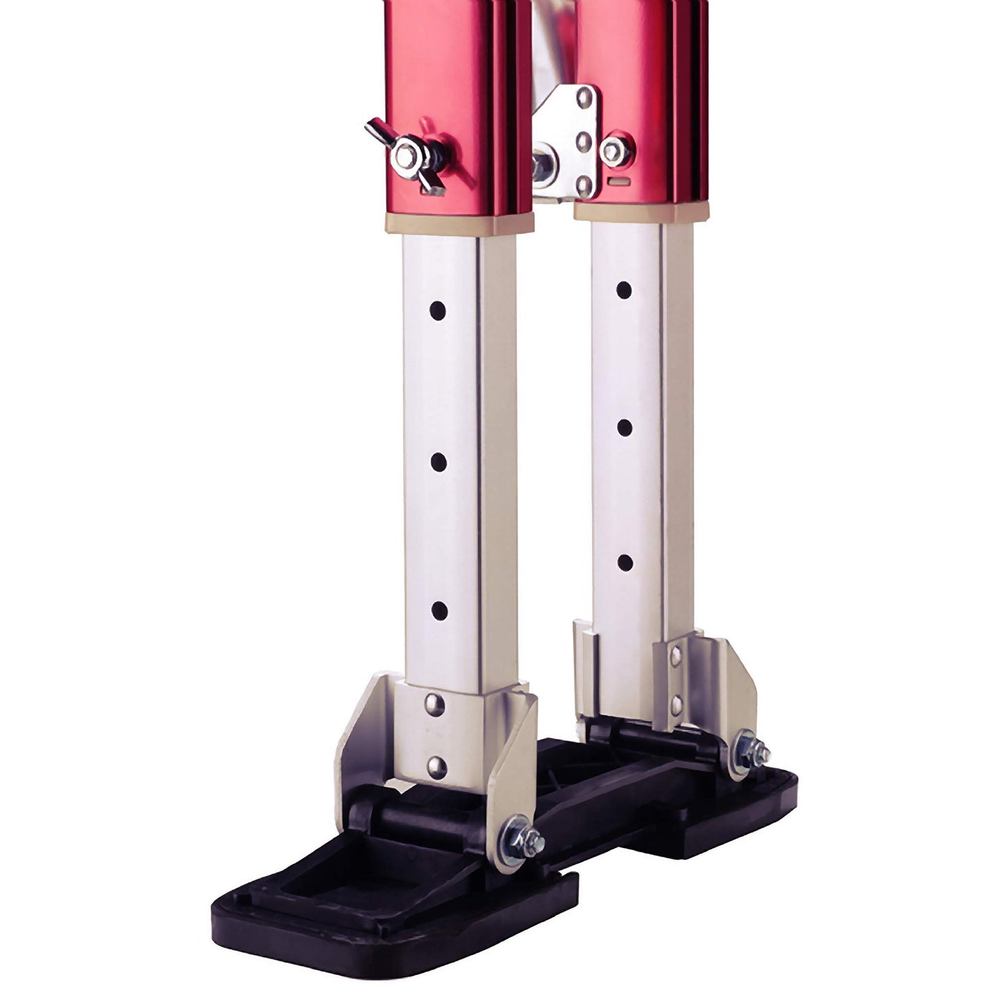 Drywall Stilts - 18-30-inch Aluminum Spring Loaded Stilts with A Locking Heel Strap for Construction, Painting, and Finishing by Pentagon Tools (Red)