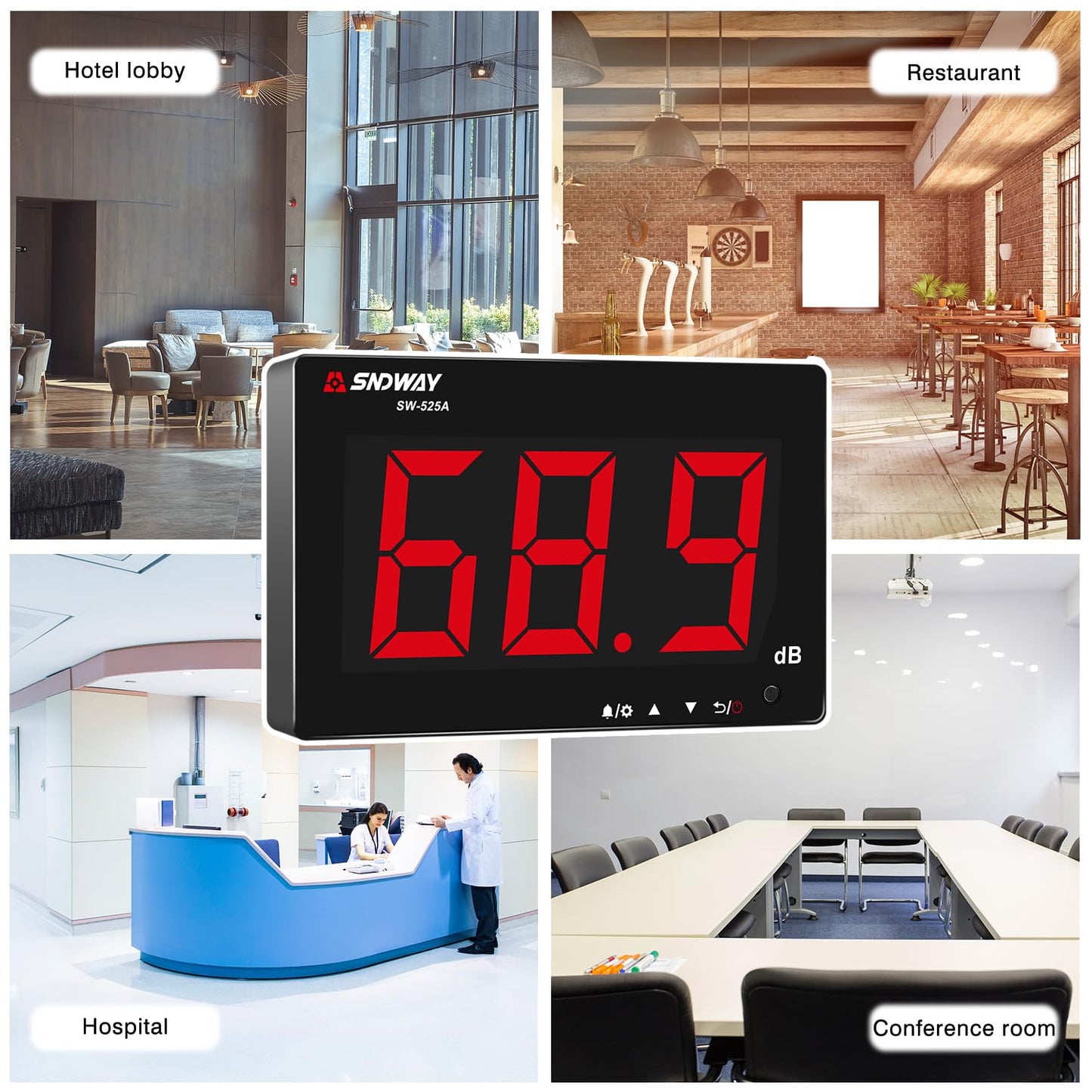 Decibel Meter, Portable SPL Meter (Sound Pressure Level Meter), Digital Noise Meter, Range 30-130dB(A) db Meter, Noise Volume Measuring Instrument, Sound Monitoring Tester (Battery Included) Yellow