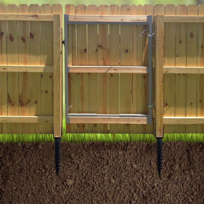 1 Pack 24 Inch Black U Model Ground Anchor Fence Includes Lag Bolts and Rebar, Fits Standard 4x4 (3.5" X 3.5" Inch) Post, No Dig Post Stake for Deck,Fence,Porch,Railing,Mailbox