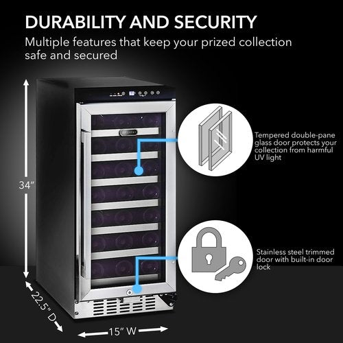 Whynter BWR-33SD 33 Bottle Built-in Wine Refrigerator, Multi