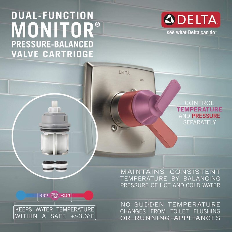 Delta Saylor 17 Series Brushed Gold Dual-Function Shower Faucet Set with In2ition 2-in-1 Dual Shower Head with HandHeld Spray Combo, Valve Trim Kit, Champagne Bronze T17235-CZ-I (Valve Not Included)