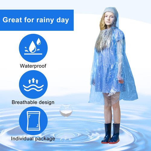 twoworld 90 Pcs Disposable Rain Ponchos for Women Bulk,Emergency Ponchos Rain Adult for Men Women Kids Travelling Camping Hiking