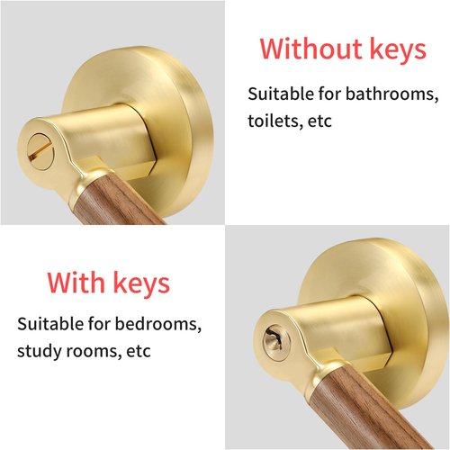 Evionlin 6 Pack Brown Keyless Zinc Alloy Wooden Door handlesleft or Right Hand Door Handles, Used for Bedroom or Bathroom Door Locks
