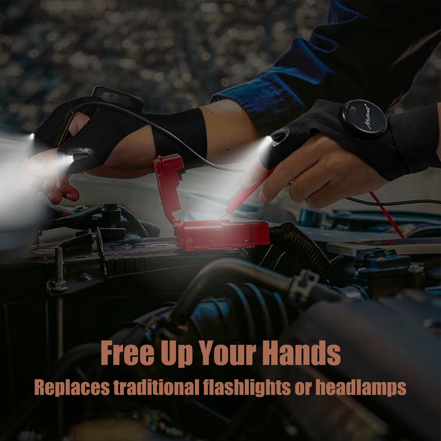 Mylivell Handsfree LED Flashlight Gloves, Fathers Day dad Gifts for Fishing dad, Camping Flashlight Gadgets for Men, Gloves with Lights for Working on Cars, Handy Mens Gifts, Mens Tools Gifts