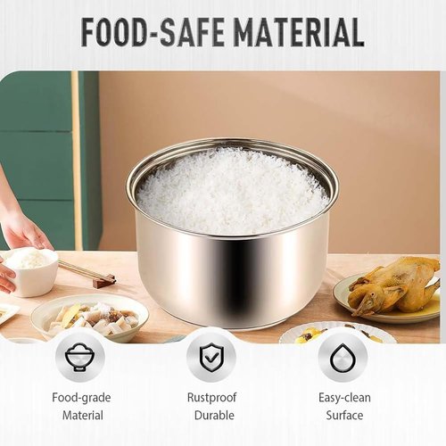 Stainless Steel Rice Cooker Inner Pot, Universal Non-Stick Rice Cooker Pot Replacement with Steamer Basket for Multi-Cookers, Even Heating for Perfect Rice (4L)