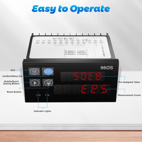 Digital Length Meter Counter Cable Wheel 110V Mechanical Length Counter Single Length Measure Tool with Control Function 0-999999