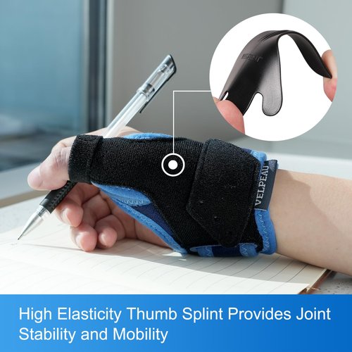 Velpeau Thumb Wrist Support Brace, CMC Thumb Spica Splint for Arthritis Pain, De Quervains Tenosynovitis, Trigger Thumb, Tendonitis, Sprain, Fits Both Left or Right Hands (Plastic Insert Version, M)