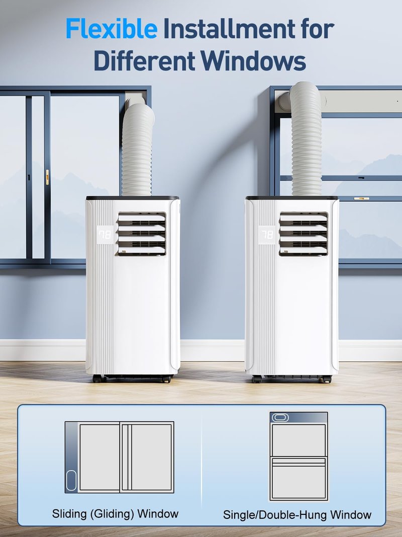 Portable Air Conditioners - 2026 Upgraded 10000 BTU Portable AC for Room up to 450 Sq. Ft, 3 in 1 AC Unit with 24H Timer, Smart Sleep Mode, Remote Control, Air Cooler for Bedroom Kitchen Small-Rooms
