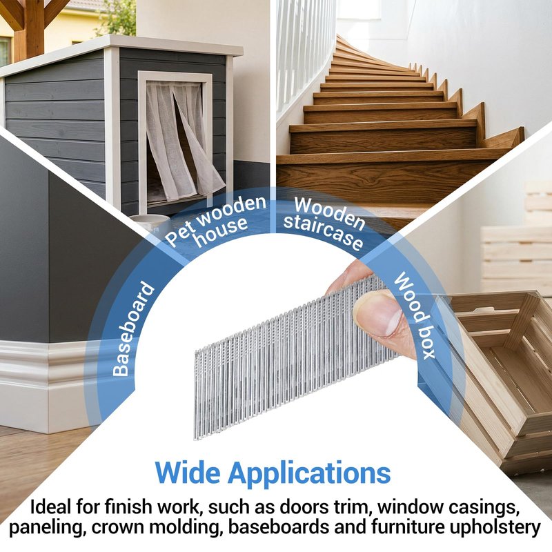 meite 16 Gauge 20 Degree Angled Finish Nails 1-1/2 Inch Galvanized Rust-Proof Finishing Nails for Electric or Pneumatic Finish Nailer - Cabinet Crown Baseboard Trim & Molding (2,000 PCS)