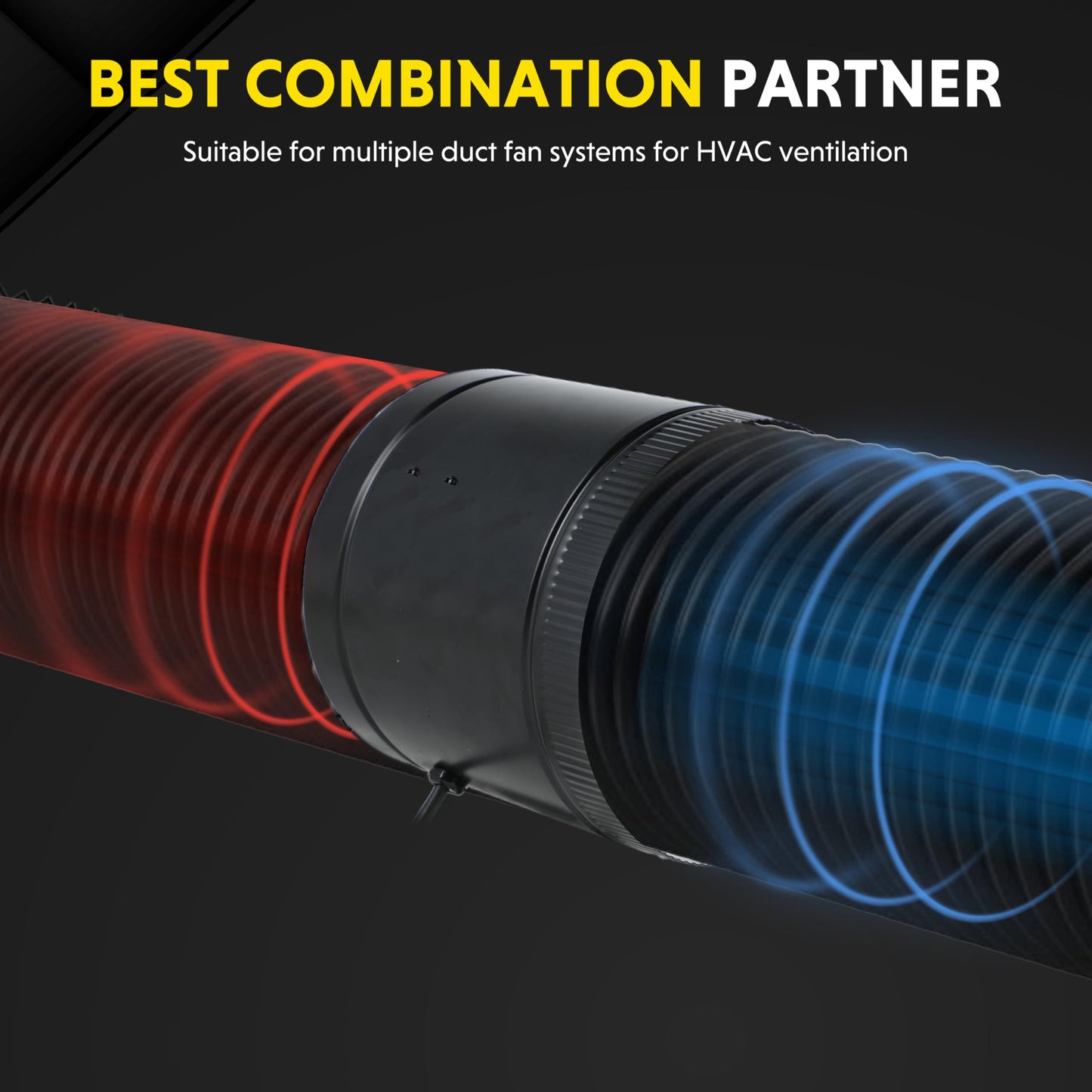 Flexible 4-Inch Aluminum Ducting, Dryer Vent Hose, Heavy-Duty Three-Layer Protection, 16-Feet Long for Heating Cooling Ventilation and Exhaust, Black
