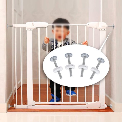 4-Set Universal M8 (8mm) Threaded Rods for Baby & Pet Safety Gates,Extra Long Baby Tension Gate Extender (White)