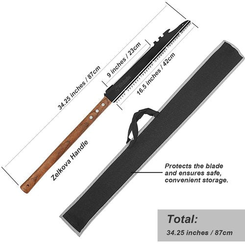Hand Saw, Multifunction Camping Tools Long Saw with Machete for Bushcraft, Trees Cutting, Outdoor Hunting, Garden Work, Survival, Yard Work, Silver
