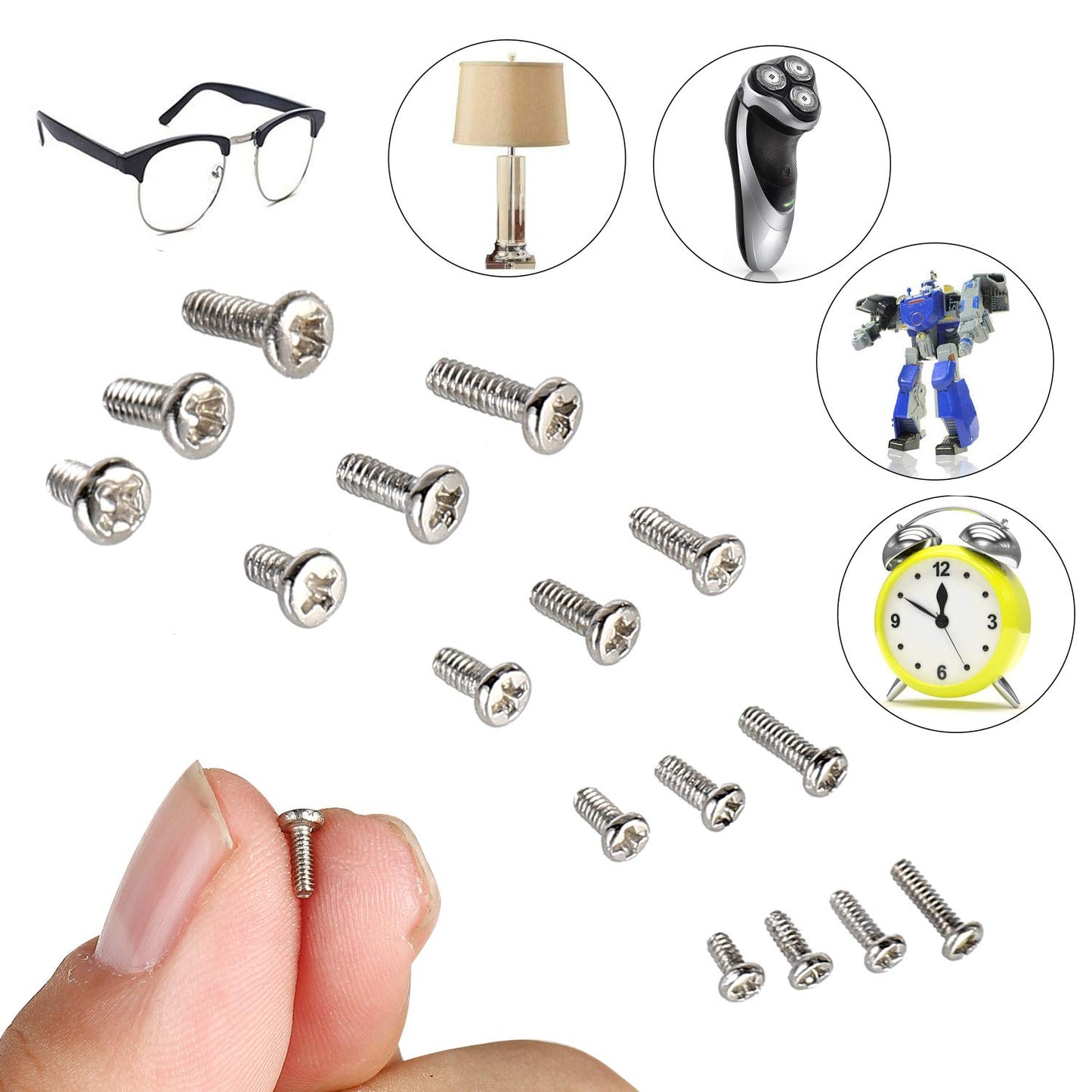 HanTof 800pcs Tiny Screws for Electronics, M1/M1.2/M1.4/M1.6/M1.7 Very Small Phillips Pan Head Machine Screws, Micro screws, Mini Screws Assortment Kit for Electronic Repair,Nickel-Plated Carbon Steel