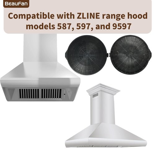 Beaufan 2 Pack CF1-587/597/9597 Charcoal Filters Compatible with Zline Range Hood Models Models 587, 597 and 9597, Compare to Part# CF1-587/597/9597