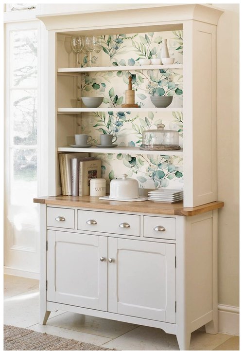 HAOKHOME Peel and Stick Wallpaper Boho Green/White Eucalyptus Leaf Floral Wall Mural Home Nursery Decor Renter Friendly Wallpaper 17.3in x 9.8ft