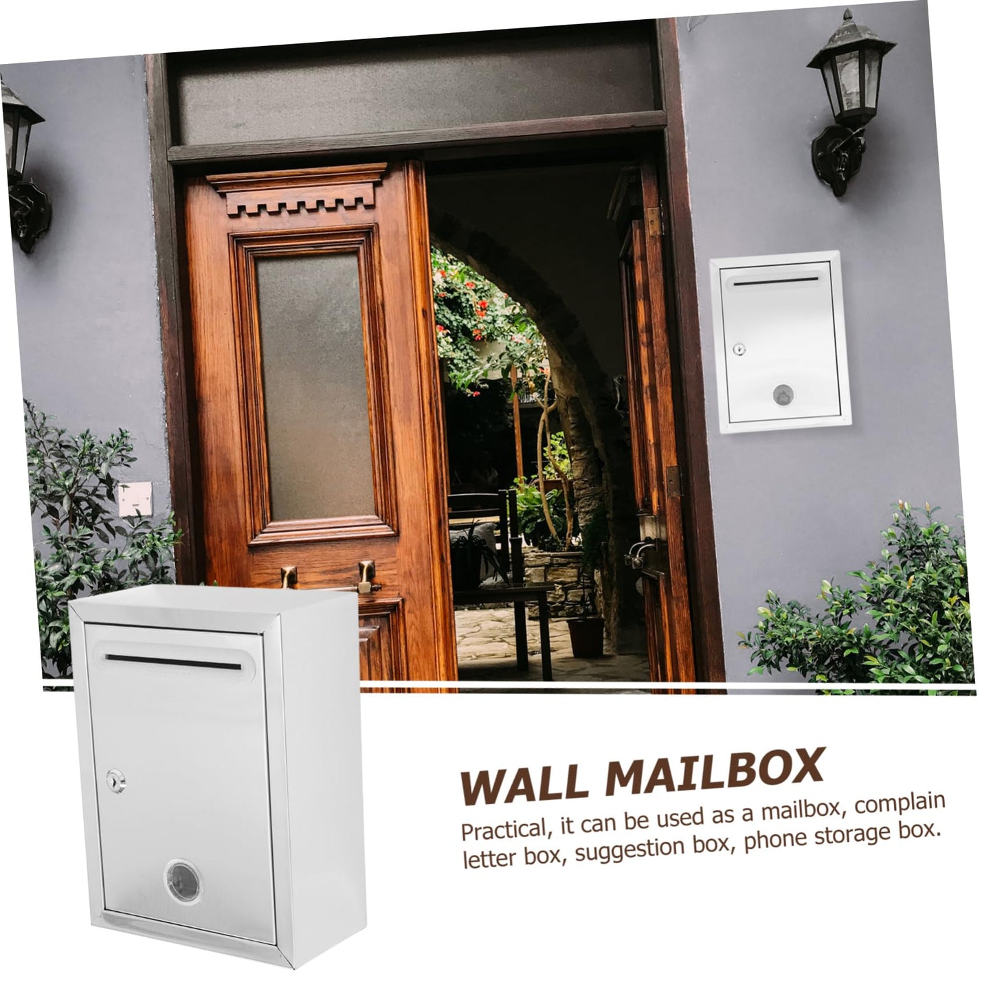 Gadpiparty Lockable Stainless Steel Donation Box Wall-mounted Suggestion Box Slot for Letters Ballots and Donations Metal Construction for Office and Public Use