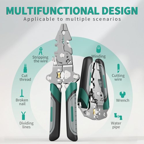 LYNCLYFELOOP 18 in 1 Wire Stripper Foldable with Portable Storage Bag,Multifunctional Foldable Crimper and Stripper Electrical Pliers,Electrical Multitool for Stripping, Cutting, Crimping
