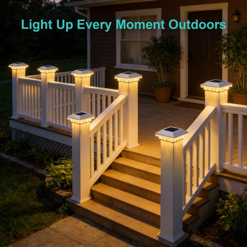 Brightever Solar Post Cap Lights Outdoor 6-Pack, Waterproof Solar Fence Post Lights for 4x4 Wood/Vinyl Posts, Solar Powered Deck Post Lights with 3 Lighting Modes, Decorate Garden Patio Porch, White