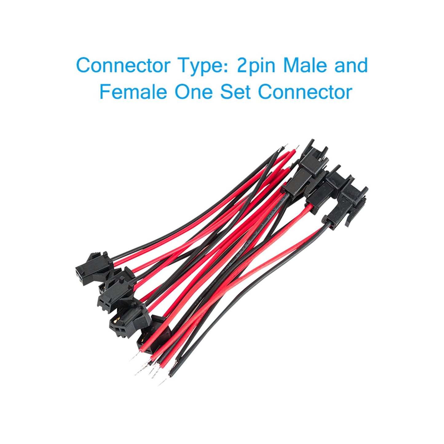 VANDESAIL JST SM Connector 40 Pack, SM 2Pin Jack Plug Male to Female Wire Connector Adapter Electrical Cable for LED Light Strip 20 Pairs 10CM (JST SM 2 Pin Connector)