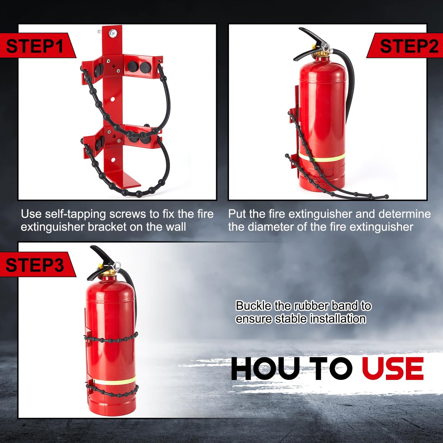 RattanView 4 Pcs Fire Extinguisher Mounting Bracket Heavy Duty Extinguisher Holder Metal Bracket for Vehicle for 2.5, 5 and 10 lb Fire Extinguishers (2.5 and 5lb)