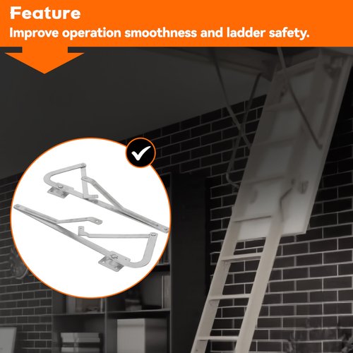 HECASA 55-2 Attic Ladder Spreader Hinge Arms Replacement Counter Balance Arms Hinge Kit Compatible with 2010-Up Werner Mk 5, WU2210, W2208, W2210 Thick Zinc