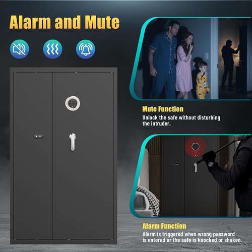 Eltean 18-20 Large Long Gun Safe for Home Rifles and Pistols,Gun Cabinet with Dual Storage Space and Adjustable Gun Racks,Rifle Safes for Home with Independent Double Lock and Ample Back Storage