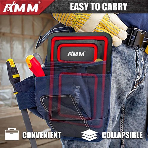 AMM Foldable Magnetic Parts Tray Set, 3 Different Size Magnetic Tool Trays for Bolts Screws Nuts & Small Metal Parts, Mechanic Tool Present for Men,Red