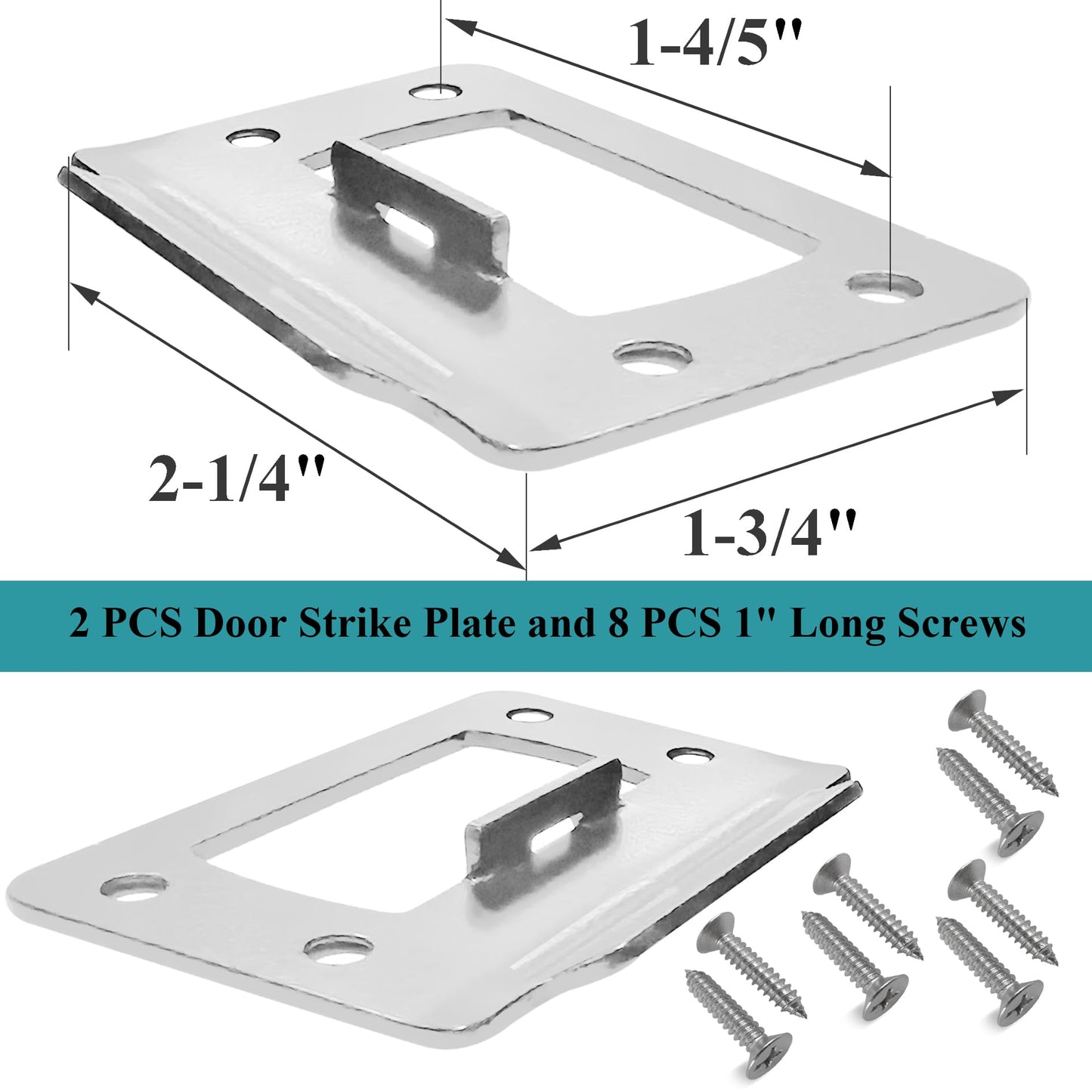 2-1/4" by 1-3/4" Door Latch Restorer Strike Plate for Doors, 2 PCS Universal Door Lock Hardware with Foul 1" Long Screws (Satin Nickel)