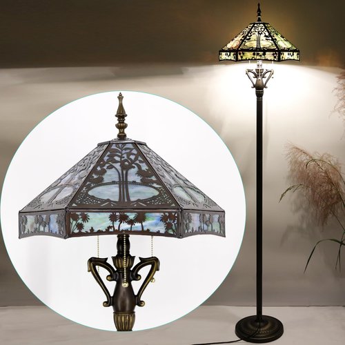 TCODTPOL Tiffany Floor Lamp Base Only, for 16-24 Inch Stained Glass Lampshade Height 71 Inch Bronze Finished Resin Base Antique Standing Lighting Base Replacement Only Wide 11 Inch(B (W11H71 Inch))