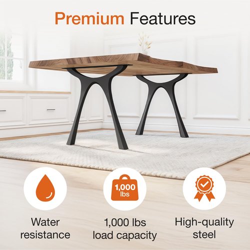 Flowyline 28" H 414 Hatty Handcrafted Black Metal Table Legs and Bases for Dining Tables | Steel Desk Legs | Rust-Resistant, Adjustable Furniture Legs for Bench DIY Mid-Century Modern Indoor/Outdoor