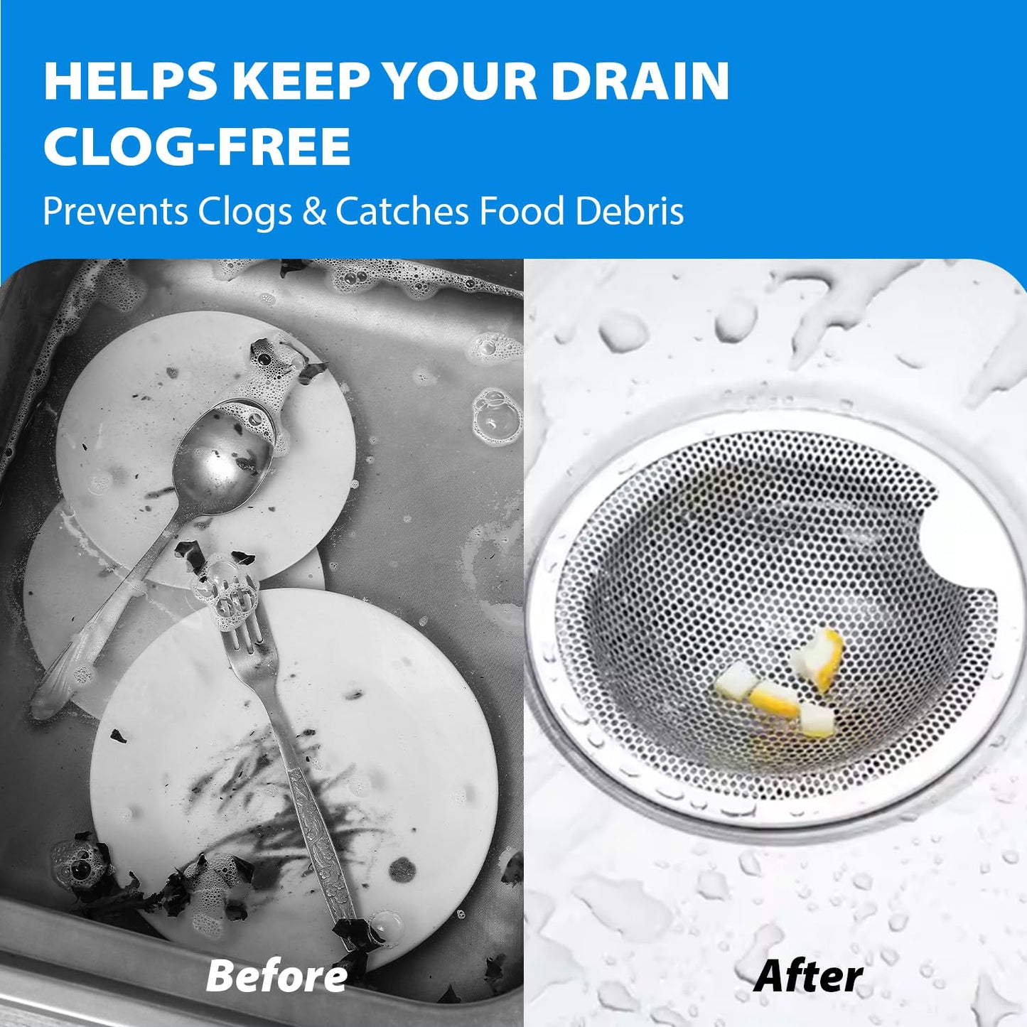 4" Stainless Steel Sink Strainer 2 Pack – Kitchen Drain Protector & Food Catcher