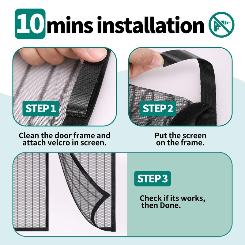 CLOPOMIC Magnetic Screen Door 36x80 Inch, Heavy Duty Door Screen Mesh with Magnetic Closure, Easy Install Hands-Free Screen for Sliding & Front Door, Pet & Kid Friendly, Keep Bugs Out